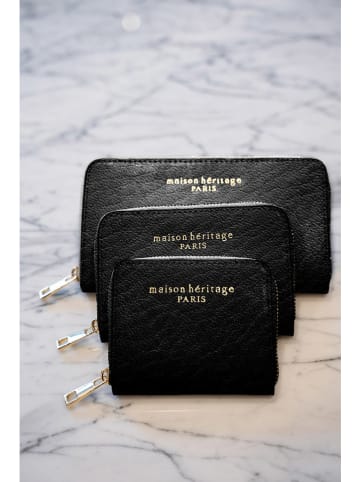 maison héritage PARIS Leren portemonnee "Mini Moni Box" zwart - (B)20 x (H)11 cm