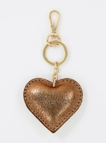 maison héritage PARIS Leder-Schlüsselanhänger "Love Locker" in Gold/ Hellbraun - (L)7 x (B)6 cm
