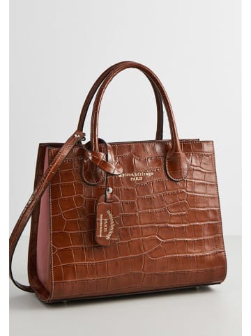 maison héritage PARIS Leren handtas "Trip Croco" lichtbruin - (B)30 x (H)24 x (D)15 cm