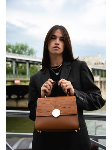 maison héritage PARIS Leder-Umhängetasche "Clau Croco" in Hellbraun - (B)26 x (H)20 x (T)9 cm