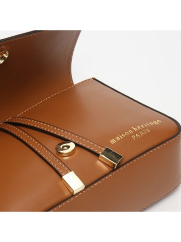 maison héritage PARIS Leder-Umhängetasche "Aela Box" in Hellbraun - (B)22 x (H)15 x (T)7 cm