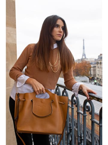 maison héritage PARIS Leder-Henkeltasche "Prun" in Hellbraun - (B)41 x (H)26 x (T)16 cm