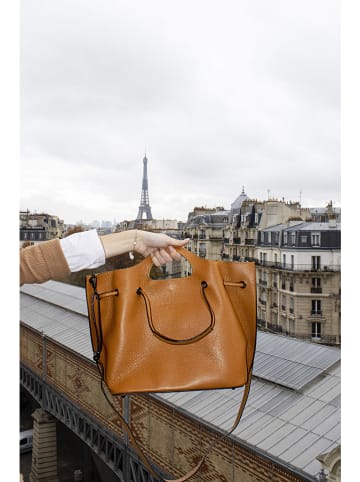 maison héritage PARIS Leren handtas "Prun" lichtbruin - (B)41 x (H)26 x (D)16 cm