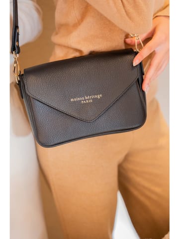 maison héritage PARIS Leder-Umhängetasche "Mariam" in Schwarz - (B)22 x (H)16 x (T)6 cm