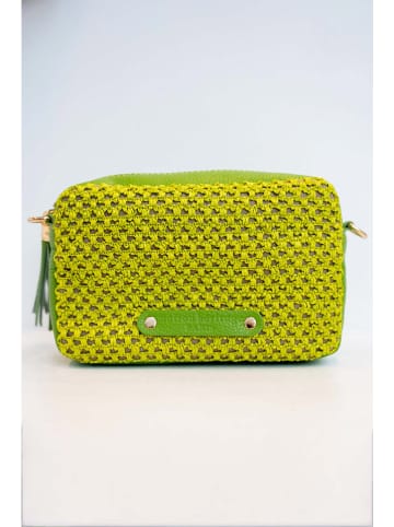 maison héritage PARIS Leren schoudertas "Gaby Paille" groen - (B)28 x (H)22 x (D)8 cm