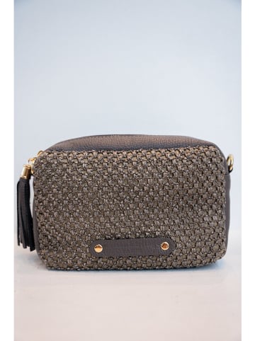 maison héritage PARIS Leder-Umhängetasche "Gaby Paille" in Grau - (B)28 x (H)22 x (T)8 cm