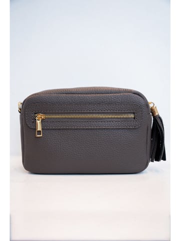 maison héritage PARIS Leder-Umhängetasche "Gaby Paille" in Grau - (B)28 x (H)22 x (T)8 cm