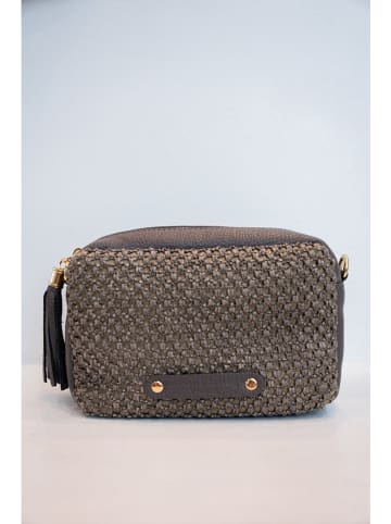 maison héritage PARIS Leder-Umhängetasche "Gaby Paille" in Grau - (B)28 x (H)22 x (T)8 cm