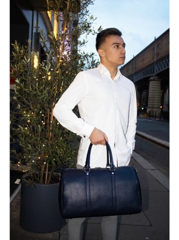 maison héritage PARIS Leder-Weekender "Nino" in Dunkelblau - (B)42 x (H)27 x (T)15 cm