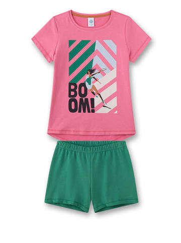Sanetta Pyjama roze/donkergroen