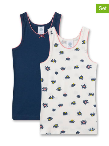 Sanetta 2-delige set: onderhemden wit/donkerblauw