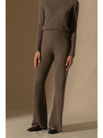 Perfect Cashmere Kaszmirowe spodnie "Eloa" w kolorze szarobrązowym