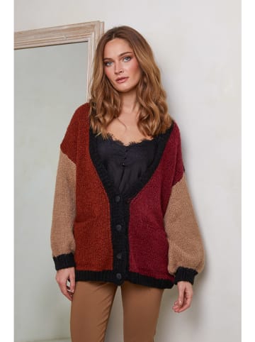 Joséfine Cardigan in Schwarz/ Hellbraun/ Rot