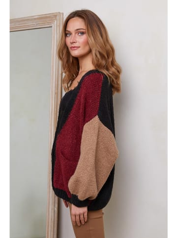 Joséfine Cardigan in Schwarz/ Hellbraun/ Rot