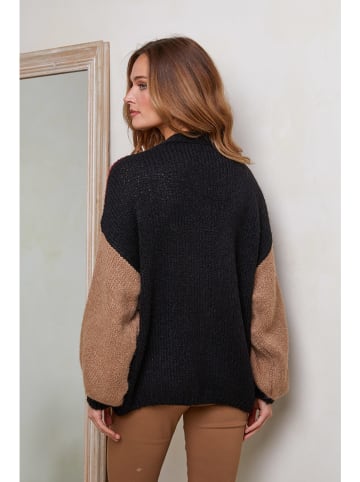Joséfine Cardigan in Schwarz/ Hellbraun/ Rot