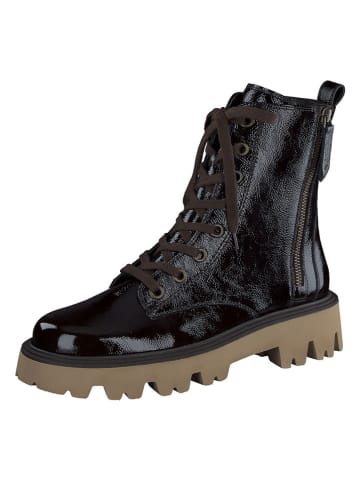 Paul Green Leder-Boots in Schwarz