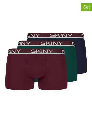 Skiny 3er-Set: Boxershorts in Grün/ Dunkelblau/ Bordeaux