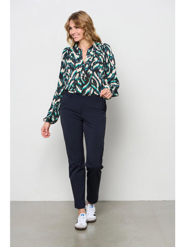 &Co Woman Blouse zwart/crème/turquoise
