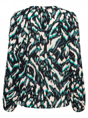 &Co Woman Blouse zwart/crème/turquoise