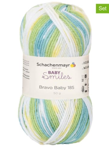 Schachenmayr since 1822 10er-Set: Kunstfasergarne "Baby Smiles" in Weiß/ Grün/ Hellblau - 10x 50 g