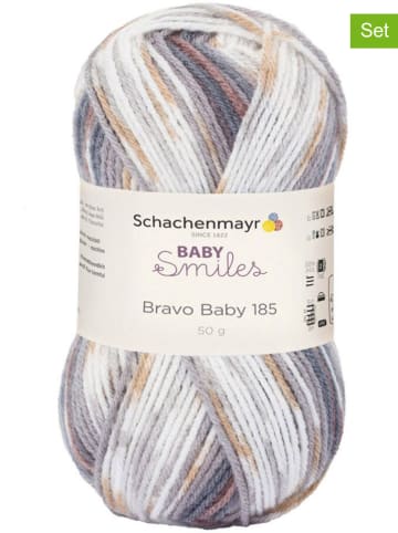 Schachenmayr since 1822 10er-Set: Kunstfasergarne "Baby Smiles" in Weiß/ Grau/ Hellbraun - 10x 50 g