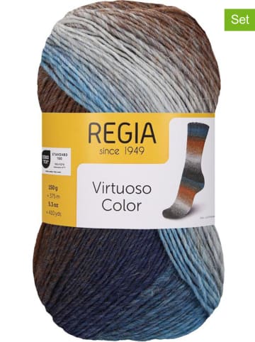 Schachenmayr since 1822 5er-Set: Wollgarne "Regia Virtuoso Color" in Dunkelblau/ Braun - 5x 150 g
