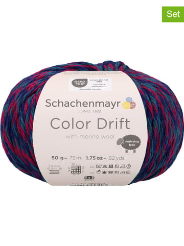 Schachenmayr since 1822 10er-Set: Wollgarne "Color Drift" in Dunkelblau/ Grün/ Rot - 10x 50 g