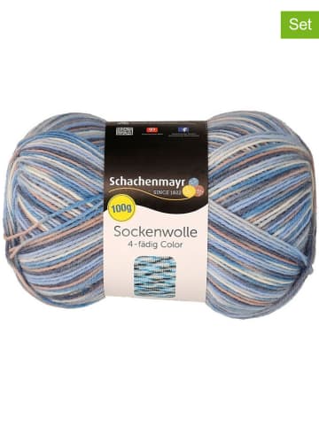 Schachenmayr since 1822 10er-Set: Wollgarne "Sockenwolle" in Blau/ Grau/ Beige - 10x 100 g