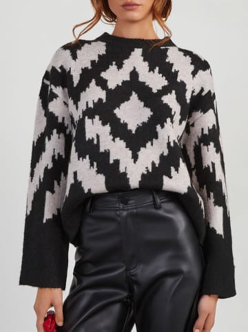 Milan Kiss Sweter w kolorze czarno-kremowym