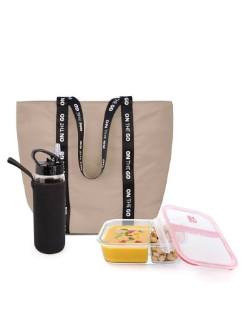 IRIS Barcelona Torba termiczna w kolorze beżowym na lunch - 44 x 37 x 16 cm