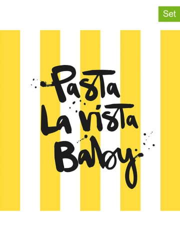 ppd 2er-Set: Servietten "Pasta Vista" in Gelb/ Weiß - 2x 20 Stück