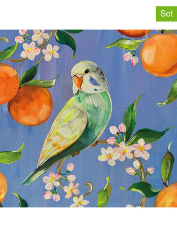 ppd 2er-Set: Servietten "Perruche et Oranges" in Blau/ Orange  - 2x 20 Stück
