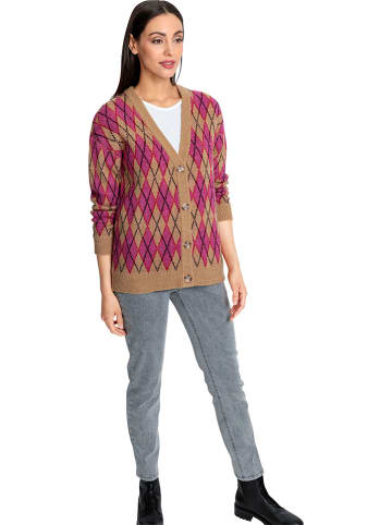 Heine Cardigan in Hellbraun/ Pink/ Schwarz