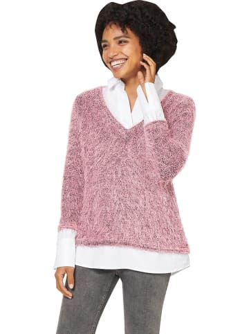 Heine Pullover in Rosa/ Weiß