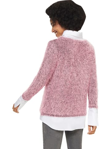 Heine Pullover in Rosa/ Weiß