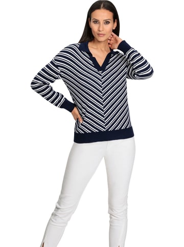 Heine Pullover in Dunkelblau/ Weiß