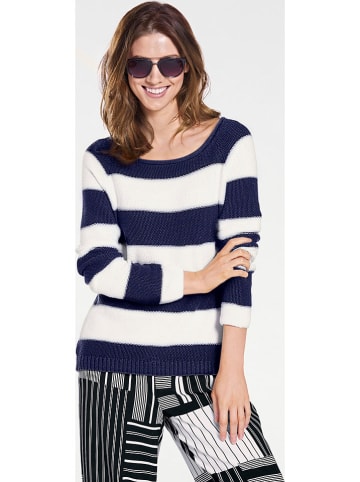 Heine Pullover in Dunkelblau/ Weiß