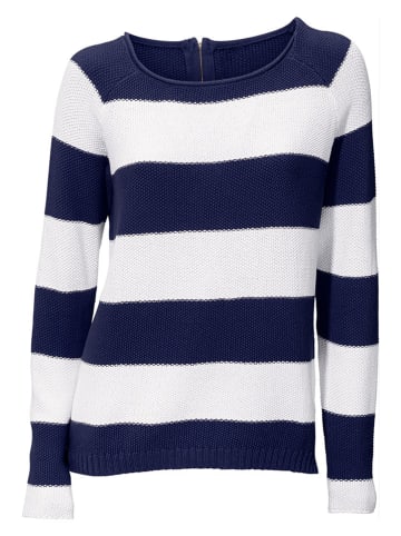 Heine Pullover in Dunkelblau/ Weiß