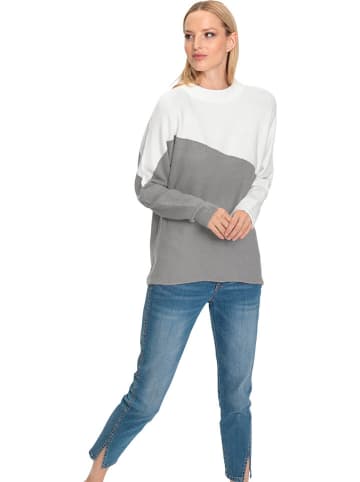 Heine Pullover in Grau/ Weiß