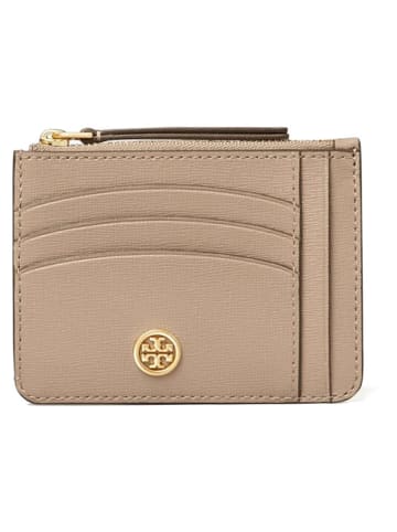 Tory Burch Leren portemonnee beige - (B)11,5 x (H)8,5 cm