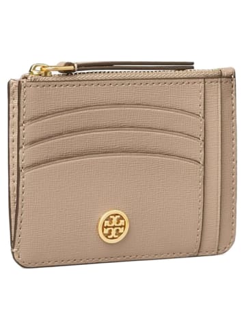 Tory Burch Leren portemonnee beige - (B)11,5 x (H)8,5 cm