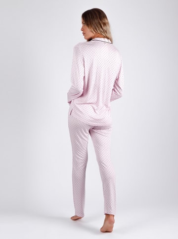 admas Pyjama in Rosa/ Schwarz