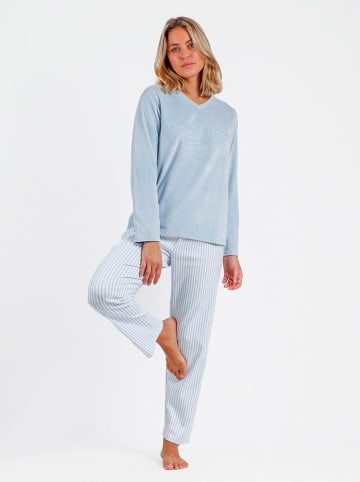 admas Pyjama in Hellblau/ Weiß