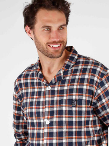 admas Pyjama donkerblauw/wit/oranje