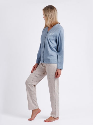 admas Pyjama lichtblauw/grijs