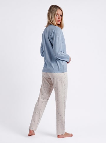 admas Pyjama lichtblauw/grijs