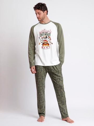 Disney Pyjama in Khaki/ Weiß