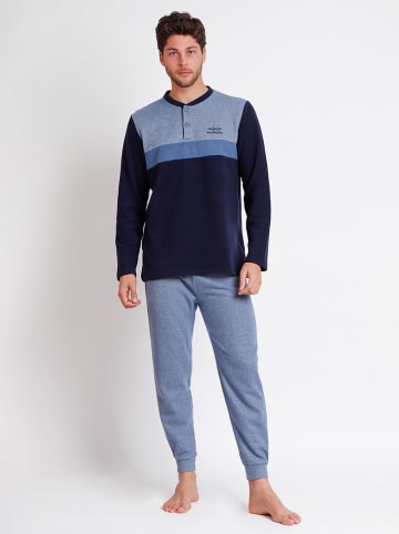 admas Pyjama lichtblauw/donkerblauw