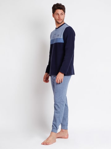 admas Pyjama in Hellblau/ Dunkelblau