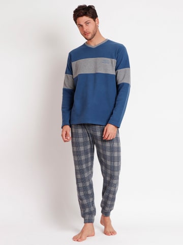 admas Pyjama in Blau/ Grau